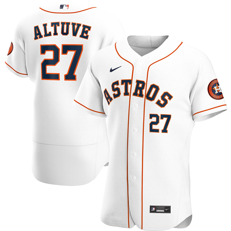 2020 MLB Men Houston Astros #27 Jose Altuve Nike White Home 2020 Authentic Player Jersey 1